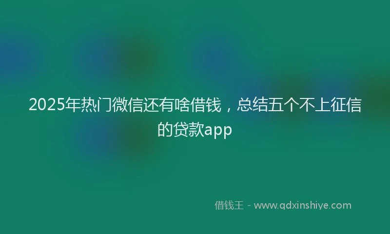 2025年热门微信还有啥借钱，总结五个不上征信的贷款app