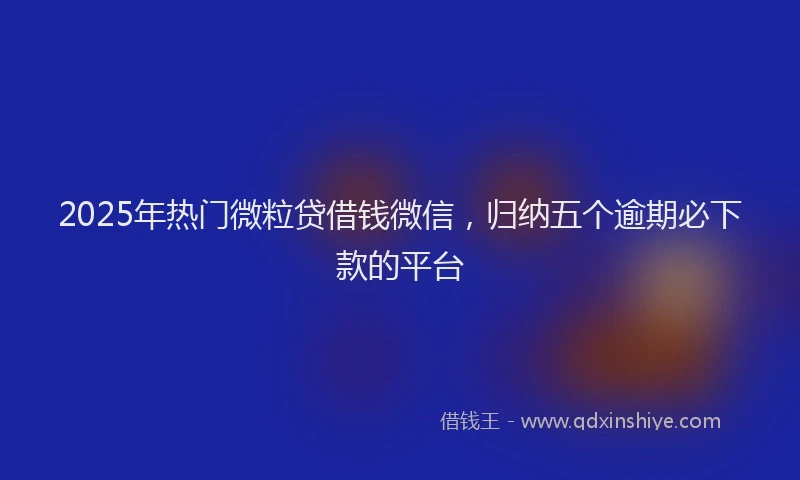 2025年热门微粒贷借钱微信，归纳五个逾期必下款的平台