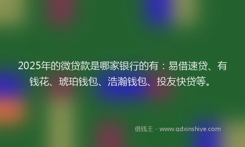 2025年的微贷款是哪家银行的有：易借速贷、有钱花、琥珀钱包、浩瀚钱包、投友快贷等。