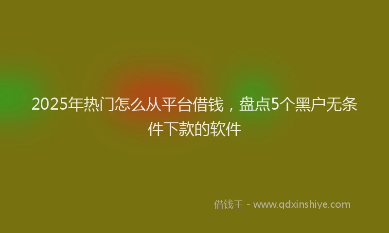 2025年热门怎么从平台借钱，盘点5个黑户无条件下款的软件