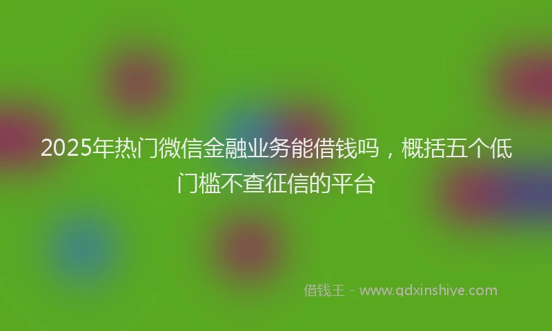 2025年热门微信金融业务能借钱吗，概括五个低门槛不查征信的平台
