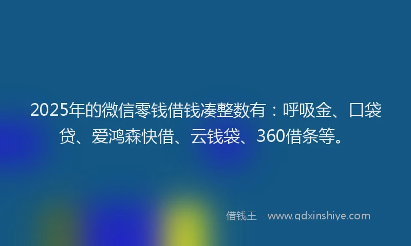 2025年的微信零钱借钱凑整数有：呼吸金、口袋贷、爱鸿森快借、云钱袋、360借条等。