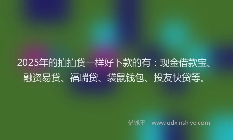 2025年的拍拍贷一样好下款的有：现金借款宝、融资易贷、福瑞贷、袋鼠钱包、投友快贷等。