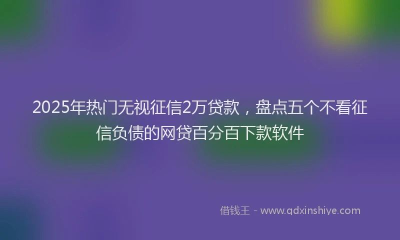 2025年热门无视征信2万贷款，盘点五个不看征信负债的网贷百分百下款软件