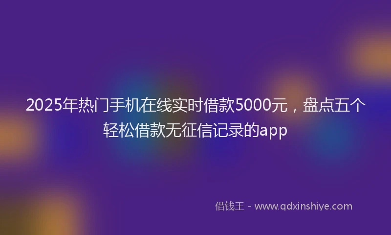 2025年热门手机在线实时借款5000元，盘点五个轻松借款无征信记录的app