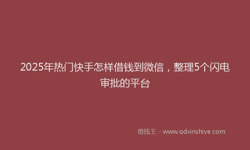 2025年热门快手怎样借钱到微信，整理5个闪电审批的平台