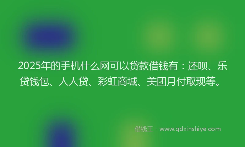 2025年的手机什么网可以贷款借钱有：还呗、乐贷钱包、人人贷、彩虹商城、美团月付取现等。