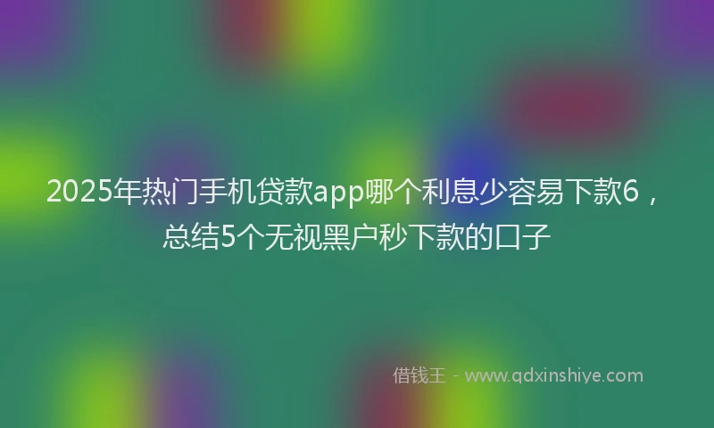 2025年热门手机贷款app哪个利息少容易下款6，总结5个无视黑户秒下款的口子