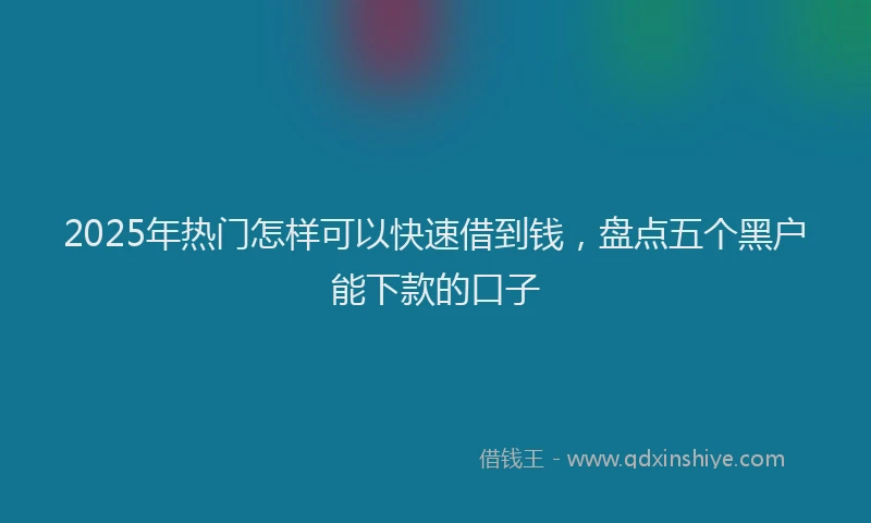 2025年热门怎样可以快速借到钱，盘点五个黑户能下款的口子