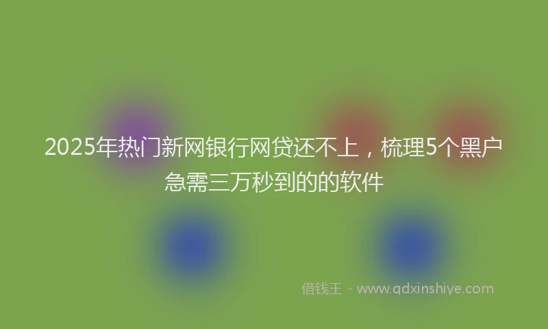 2025年热门新网银行网贷还不上，梳理5个黑户急需三万秒到的的软件