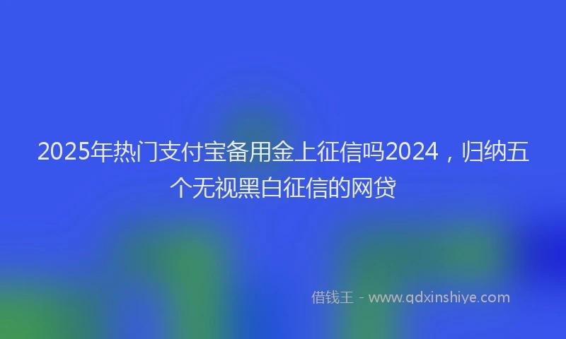 2025年热门支付宝备用金上征信吗2024，归纳五个无视黑白征信的网贷