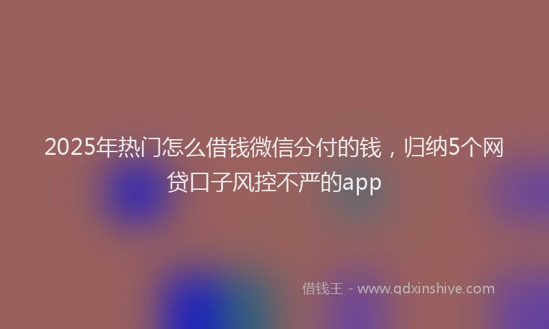 2025年热门怎么借钱微信分付的钱，归纳5个网贷口子风控不严的app