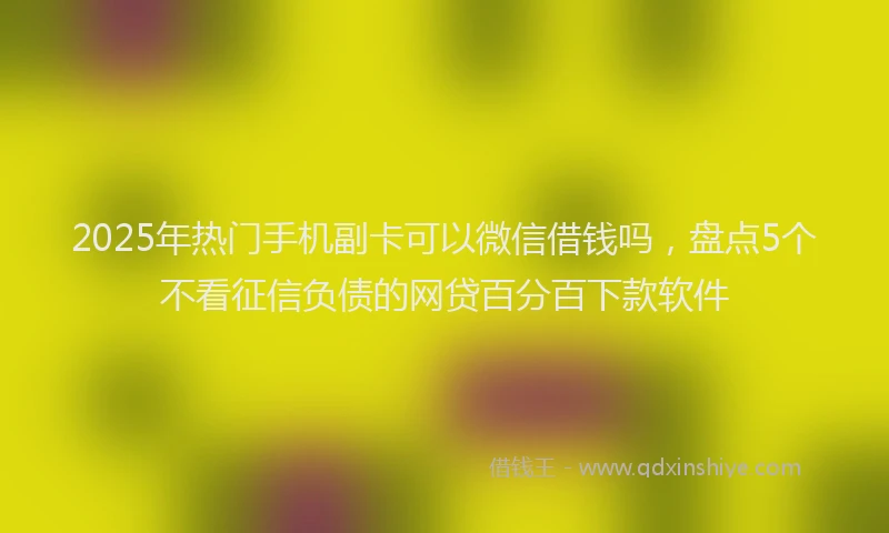 2025年热门手机副卡可以微信借钱吗，盘点5个不看征信负债的网贷百分百下款软件