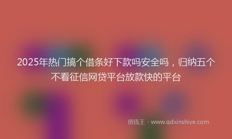 2025年热门搞个借条好下款吗安全吗，归纳五个不看征信网贷平台放款快的平台