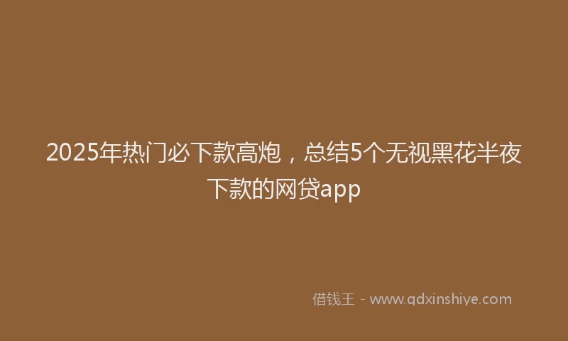 2025年热门必下款高炮，总结5个无视黑花半夜下款的网贷app