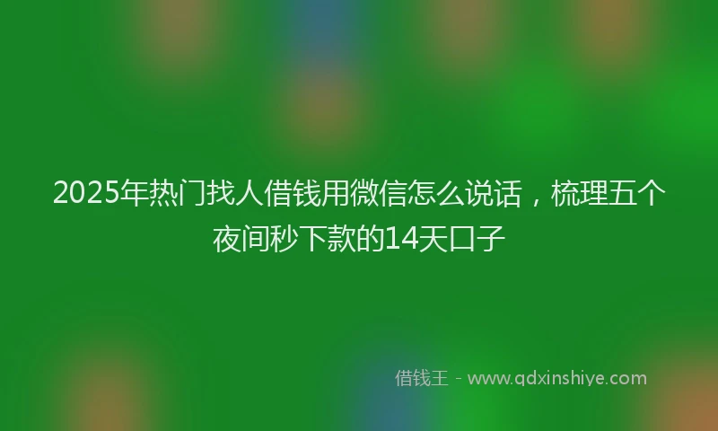 2025年热门找人借钱用微信怎么说话，梳理五个夜间秒下款的14天口子