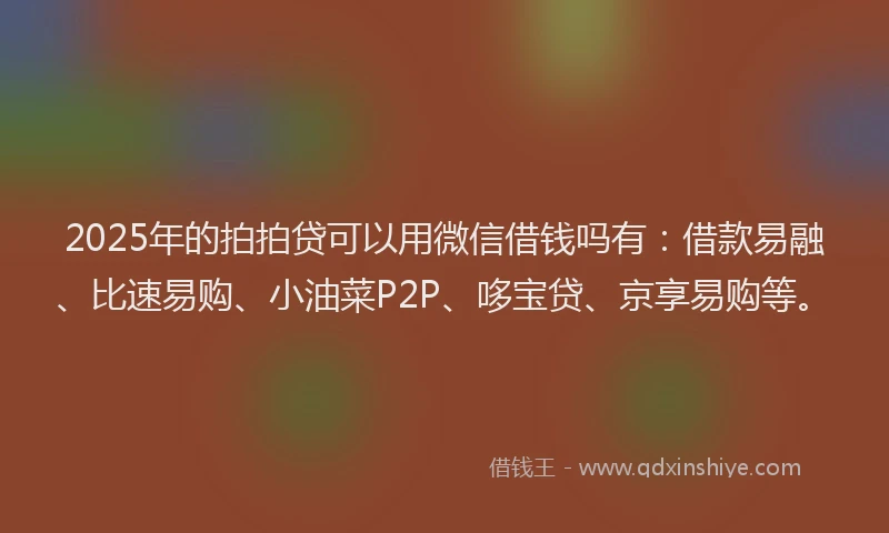 2025年的拍拍贷可以用微信借钱吗有：借款易融、比速易购、小油菜P2P、哆宝贷、京享易购等。