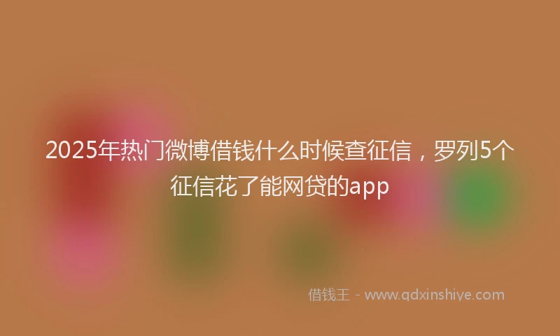 2025年热门微博借钱什么时候查征信，罗列5个征信花了能网贷的app