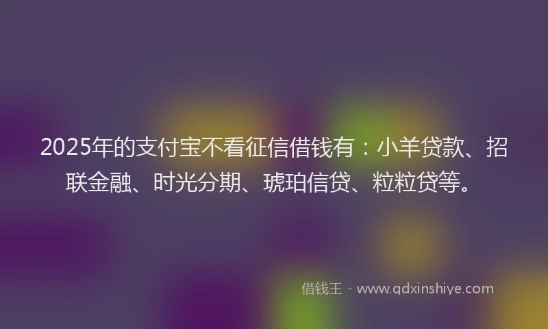 2025年的支付宝不看征信借钱有：小羊贷款、招联金融、时光分期、琥珀信贷、粒粒贷等。