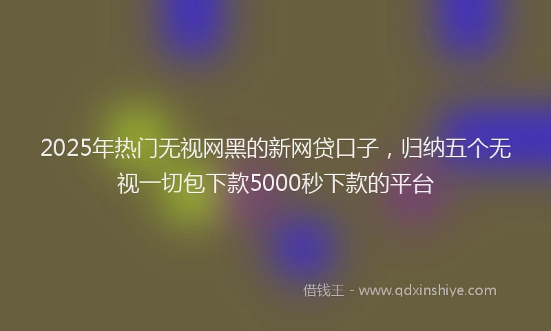 2025年热门无视网黑的新网贷口子，归纳五个无视一切包下款5000秒下款的平台