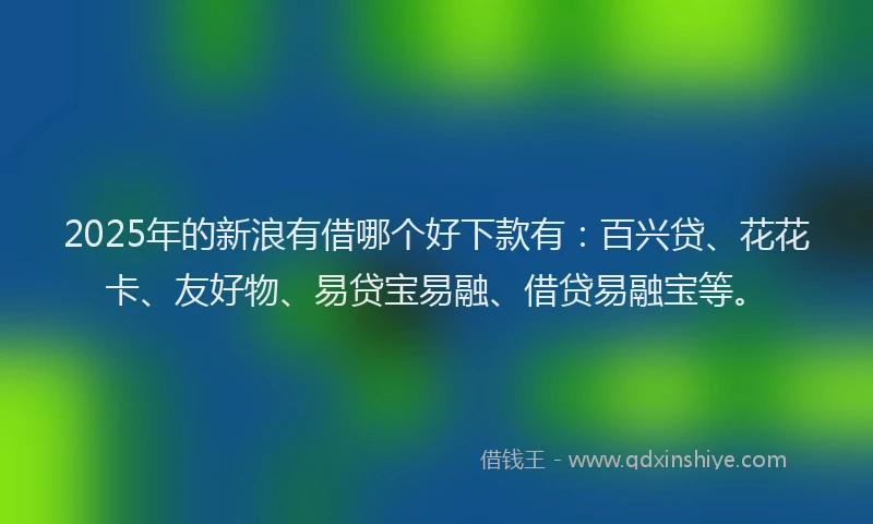 2025年的新浪有借哪个好下款有：百兴贷、花花卡、友好物、易贷宝易融、借贷易融宝等。