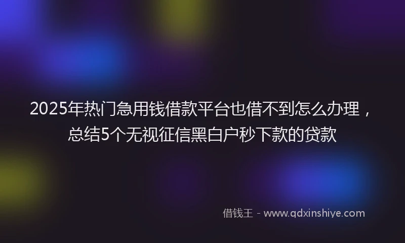 2025年热门急用钱借款平台也借不到怎么办理，总结5个无视征信黑白户秒下款的贷款