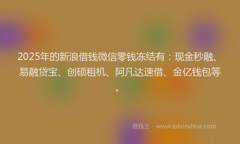 2025年的新浪借钱微信零钱冻结有：现金秒融、易融贷宝、创硕租机、阿凡达速借、金亿钱包等。