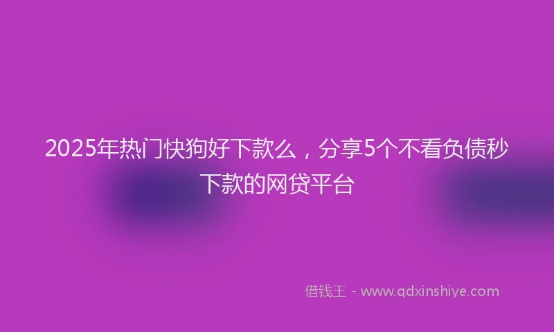 2025年热门快狗好下款么，分享5个不看负债秒下款的网贷平台