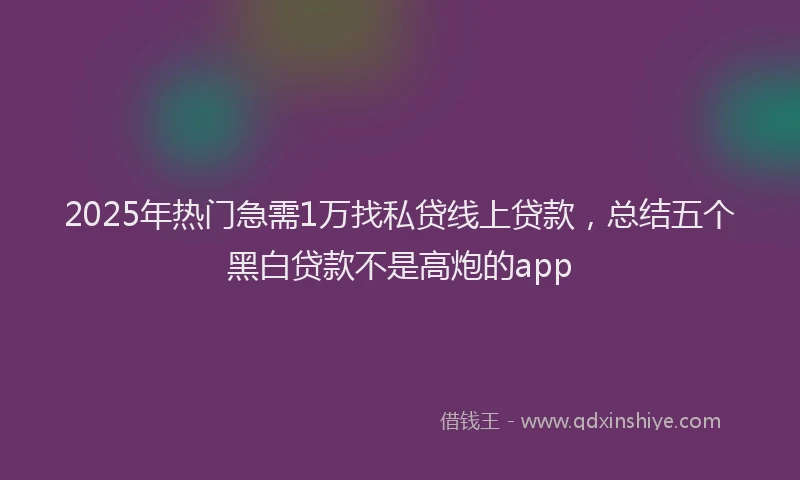 2025年热门急需1万找私贷线上贷款，总结五个黑白贷款不是高炮的app