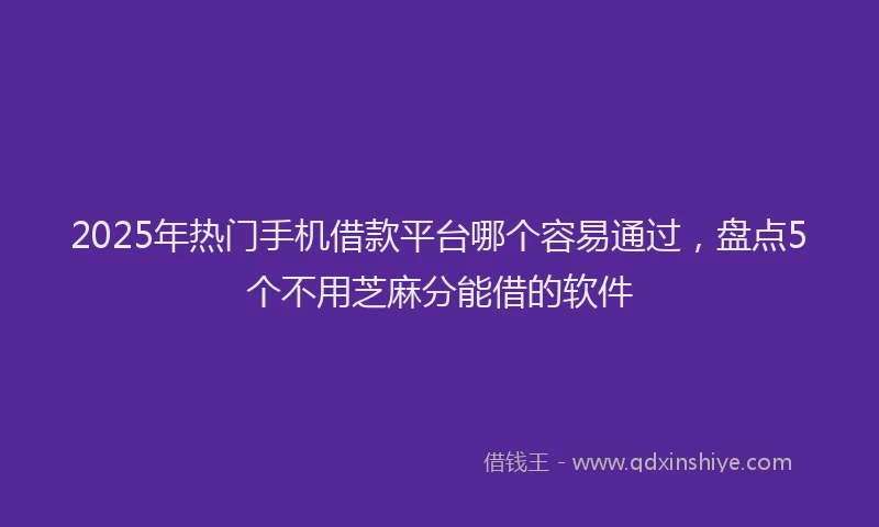 2025年热门手机借款平台哪个容易通过，盘点5个不用芝麻分能借的软件