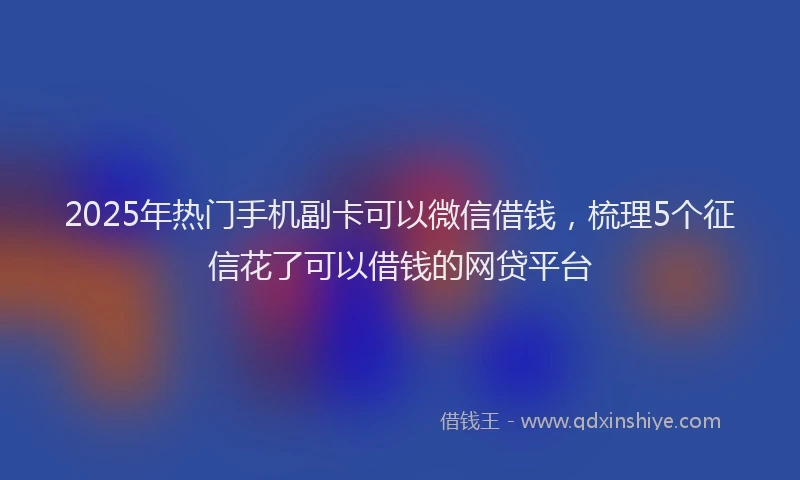 2025年热门手机副卡可以微信借钱，梳理5个征信花了可以借钱的网贷平台