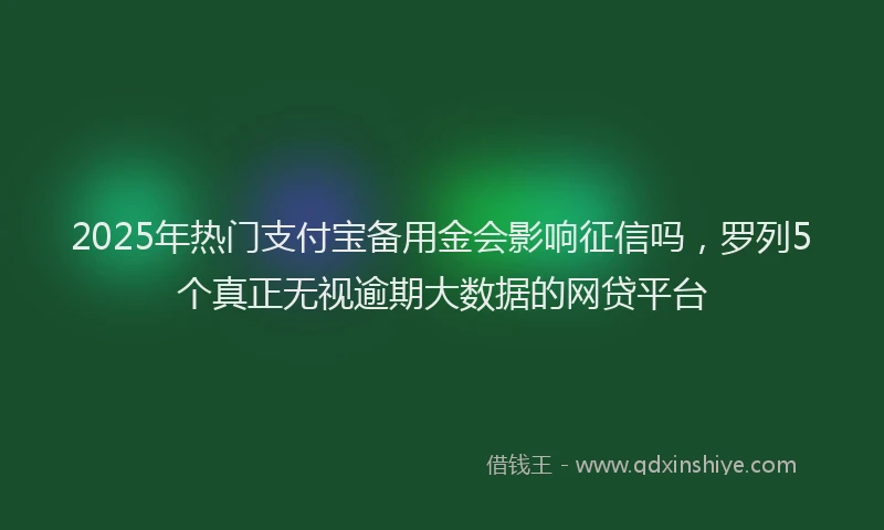 2025年热门支付宝备用金会影响征信吗，罗列5个真正无视逾期大数据的网贷平台