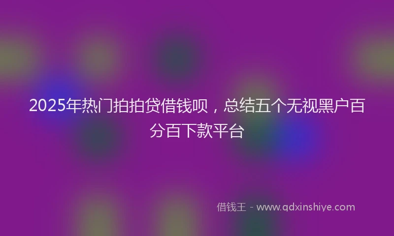 2025年热门拍拍贷借钱呗，总结五个无视黑户百分百下款平台
