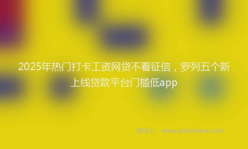 2025年热门打卡工资网贷不看征信，罗列五个新上线贷款平台门槛低app