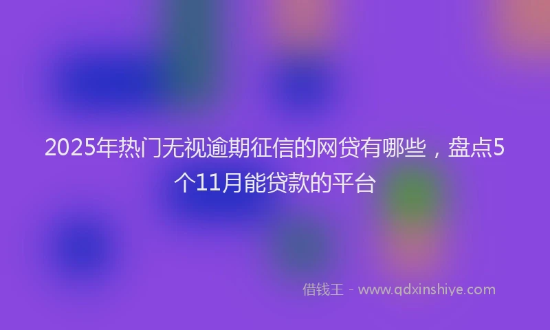 2025年热门无视逾期征信的网贷有哪些，盘点5个11月能贷款的平台