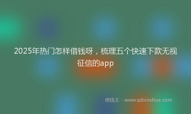 2025年热门怎样借钱呀，梳理五个快速下款无视征信的app