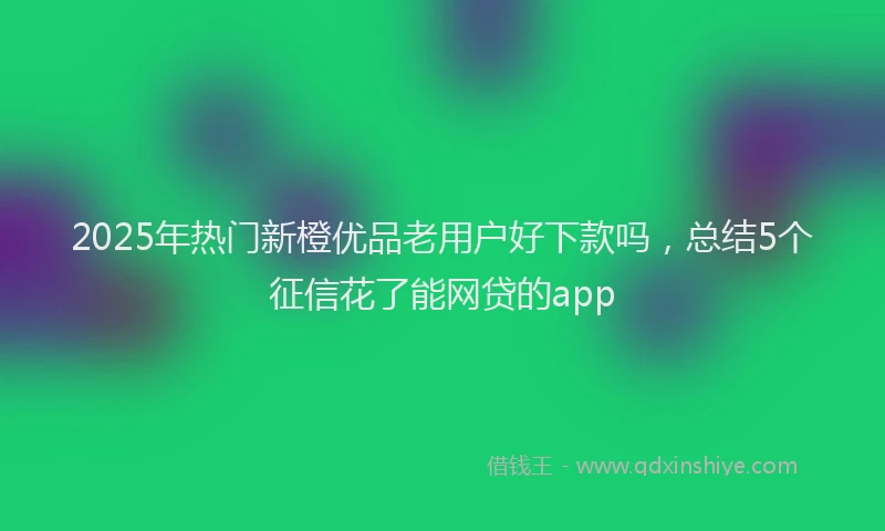 2025年热门新橙优品老用户好下款吗，总结5个征信花了能网贷的app
