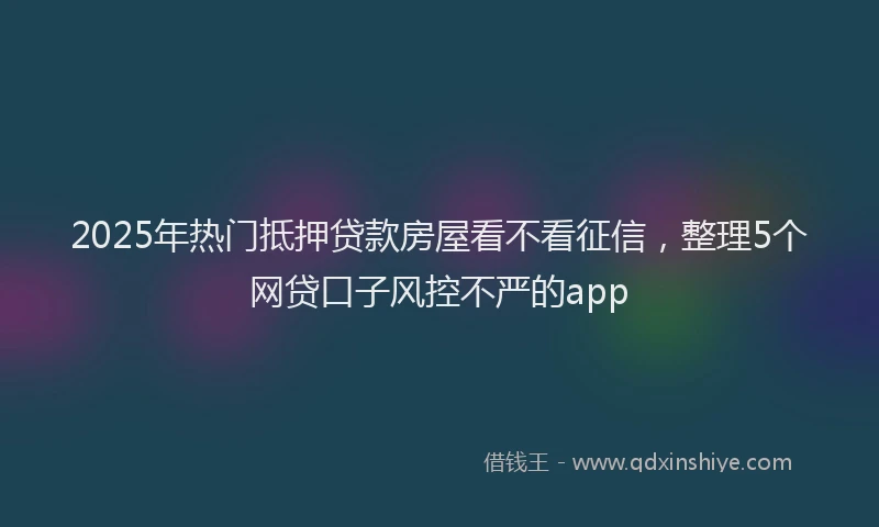 2025年热门抵押贷款房屋看不看征信，整理5个网贷口子风控不严的app