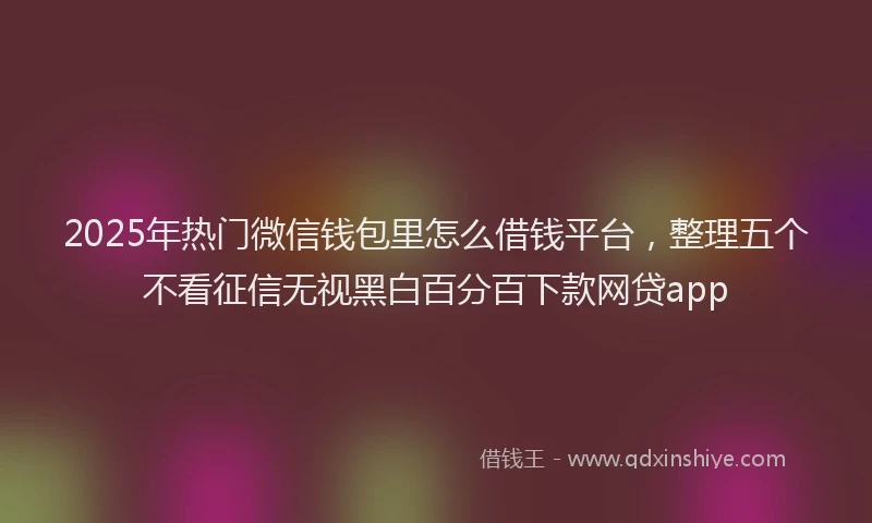 2025年热门微信钱包里怎么借钱平台，整理五个不看征信无视黑白百分百下款网贷app
