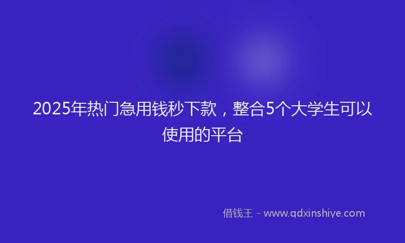 2025年热门急用钱秒下款，整合5个大学生可以使用的平台