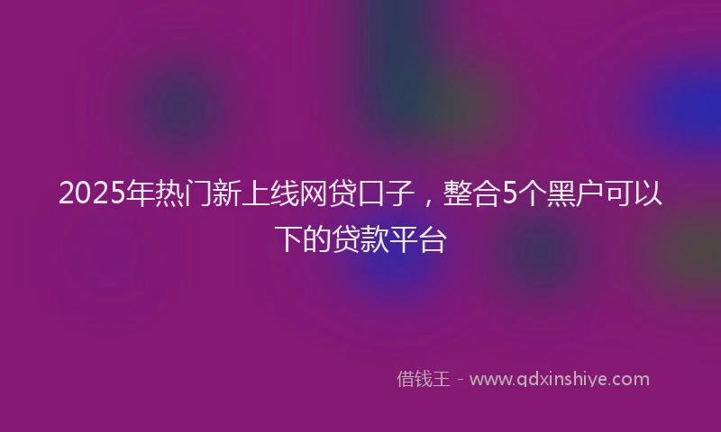 2025年热门新上线网贷口子，整合5个黑户可以下的贷款平台