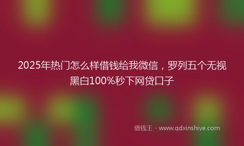 2025年热门怎么样借钱给我微信，罗列五个无视黑白100%秒下网贷口子