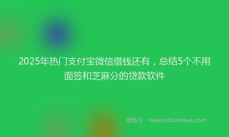 2025年热门支付宝微信借钱还有，总结5个不用面签和芝麻分的贷款软件