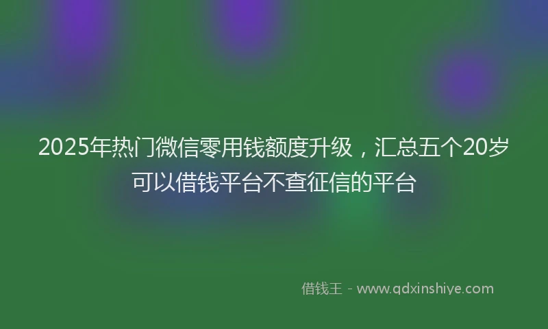 2025年热门微信零用钱额度升级，汇总五个20岁可以借钱平台不查征信的平台