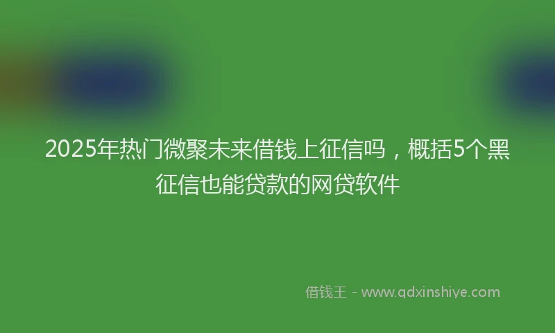 2025年热门微聚未来借钱上征信吗，概括5个黑征信也能贷款的网贷软件