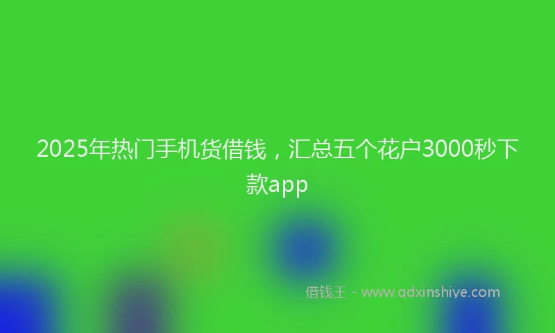 2025年热门手机货借钱，汇总五个花户3000秒下款app