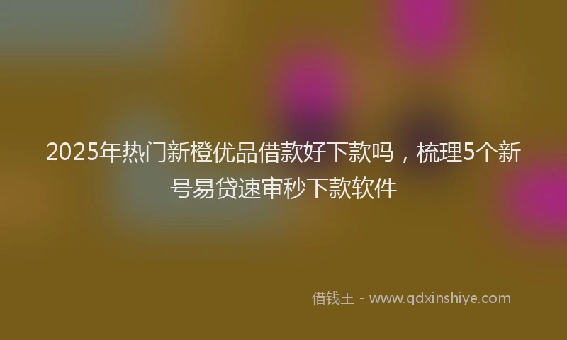 2025年热门新橙优品借款好下款吗，梳理5个新号易贷速审秒下款软件