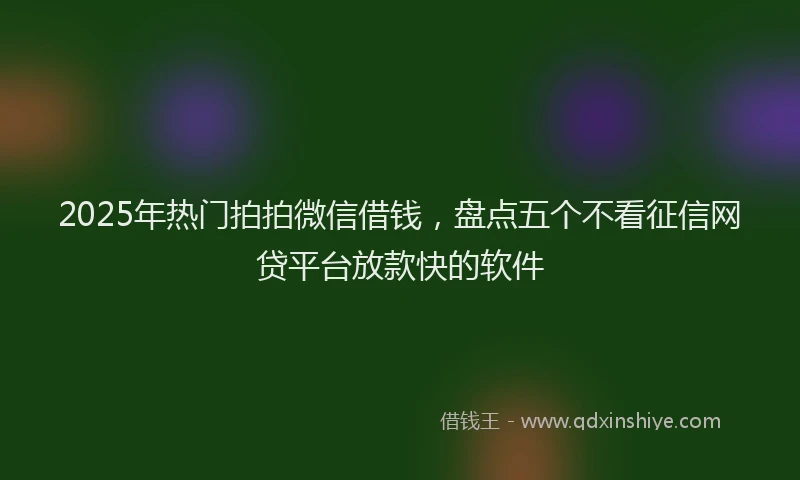 2025年热门拍拍微信借钱，盘点五个不看征信网贷平台放款快的软件