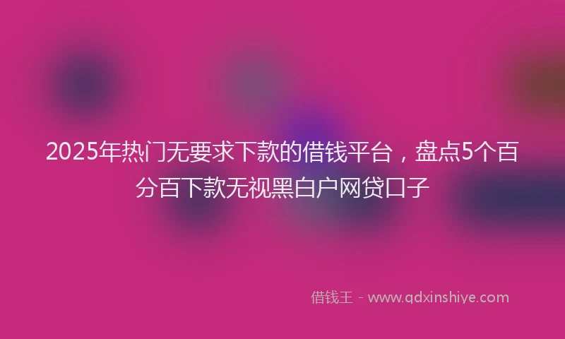 2025年热门无要求下款的借钱平台，盘点5个百分百下款无视黑白户网贷口子