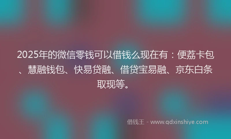 2025年的微信零钱可以借钱么现在有：便荔卡包、慧融钱包、快易贷融、借贷宝易融、京东白条取现等。